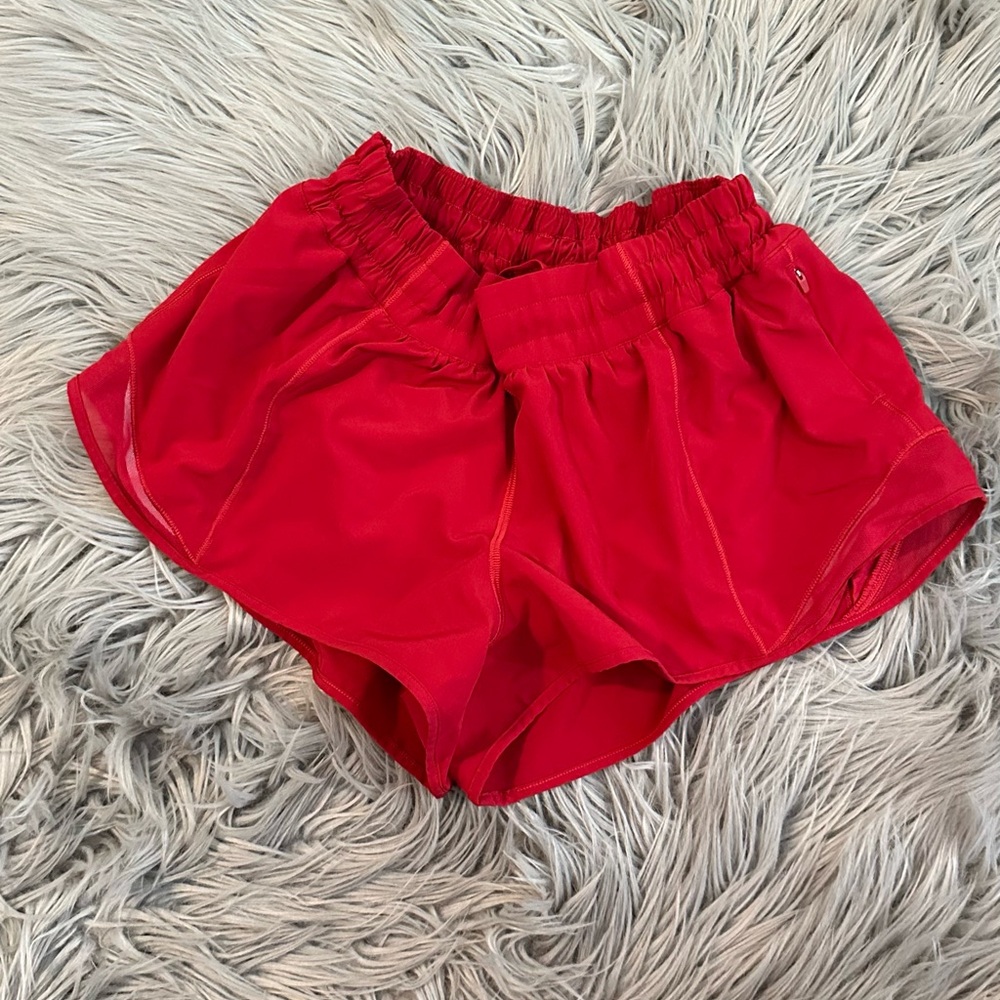 Red lululemon shorts